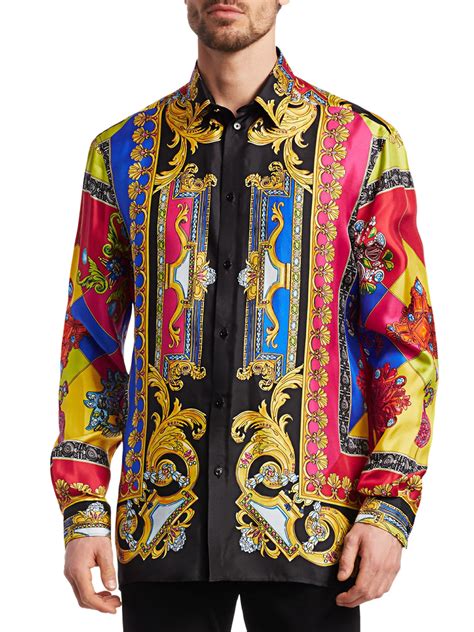 versace collar print shirt|Versace long sleeve t shirts.